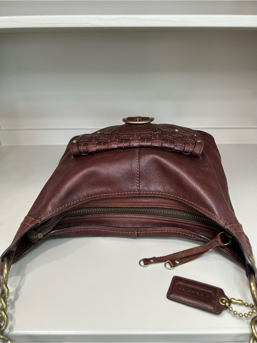 Coach Bleecker Soft Milled Cowhide Woven Pocket Hobo Tattersall Y2K Shoulder Bag - Picture 11 of 17